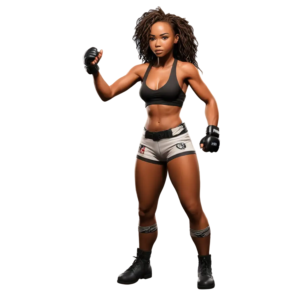 Female-African-MMA-Fighter-in-Anime-Style-HighQuality-PNG-for-Dynamic-Illustrations