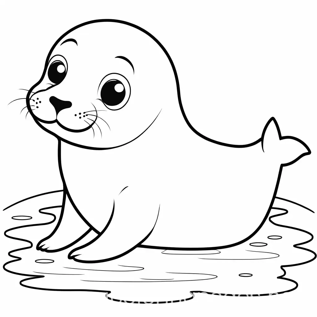 Adorable-Seal-Sliding-on-Ice-for-Kids-Coloring-Page