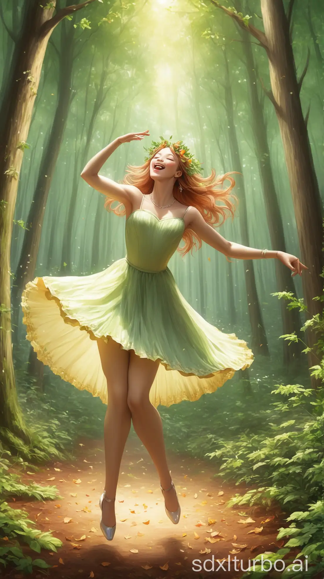 Graceful-Woman-Eating-and-Dancing-in-the-Forest