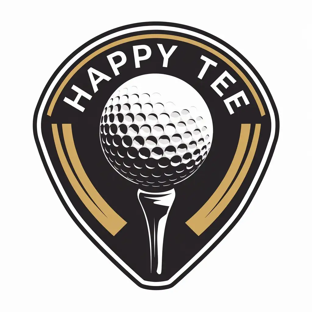 LOGO Design for Happy Tee Golf Ball on a Tee with Moderate Style for Sports Fitness Industry