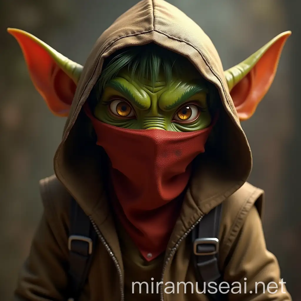 PixarStyle Friendly Goblin Rogue in Bandana and Hood