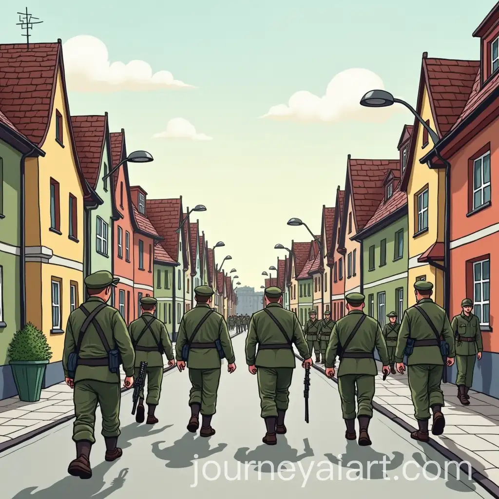 Cartoon-Depiction-of-the-Polish-Army-on-a-Street-in-Inowroclaw-Poland