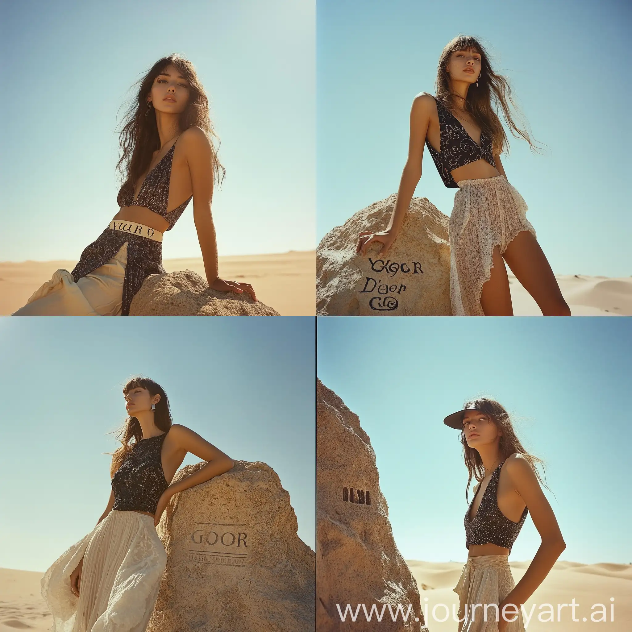 Fashionable-Girl-in-Dubai-Desert-with-Dior-Inscription