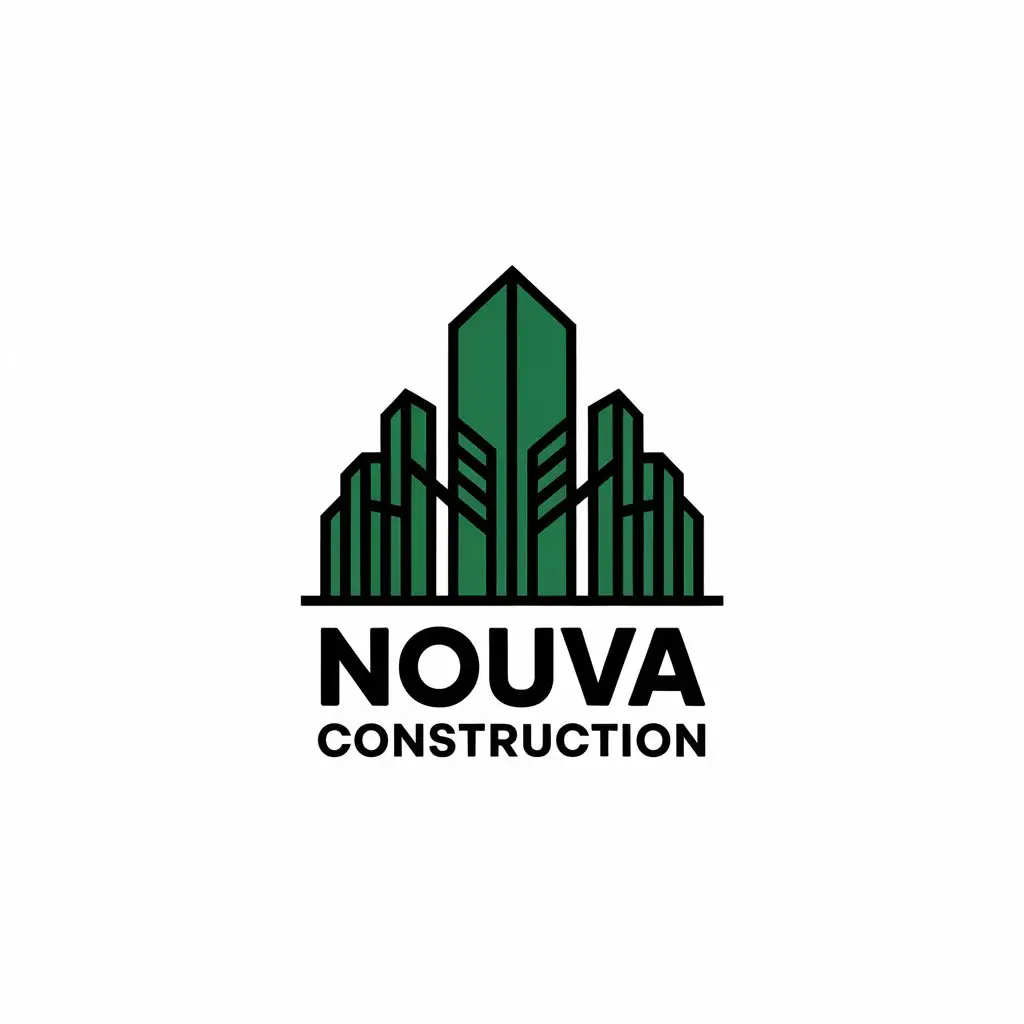 LOGO Design for Nouva Construction Green Accent with Moderate Style for the Construction Industry