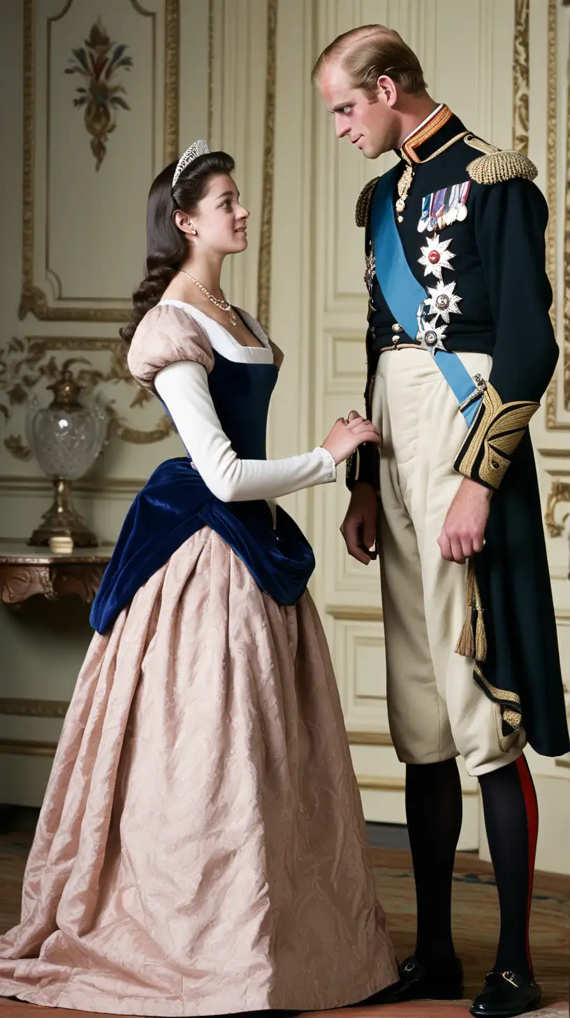 Young Prince Philip and Young Elizabeth Talking in Casual Attire