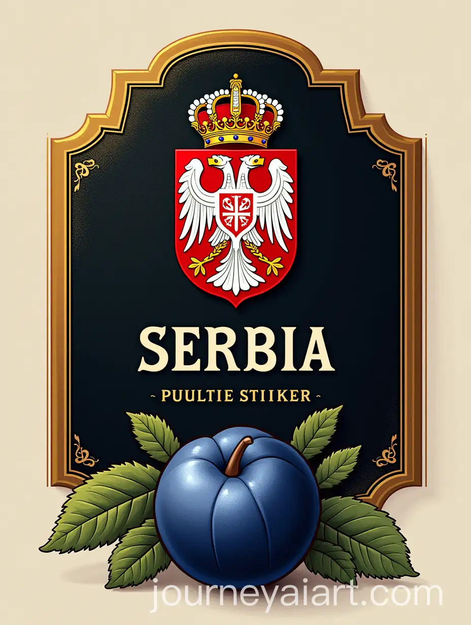 Elegant-Label-Design-Featuring-Serbian-Coat-of-Arms-on-BlackGold-Background