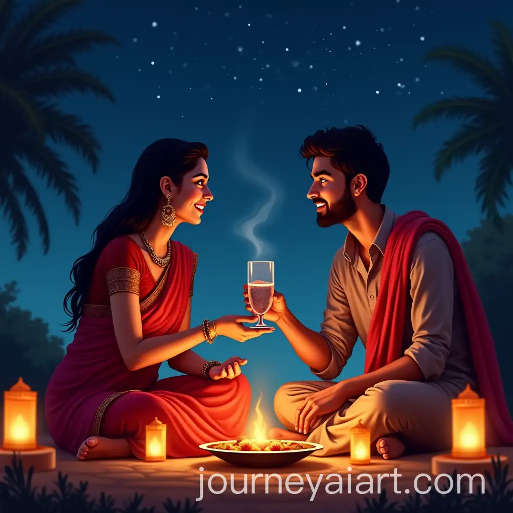 Indian-Couple-Celebrating-Karwa-Chauth-Under-a-Starry-Sky