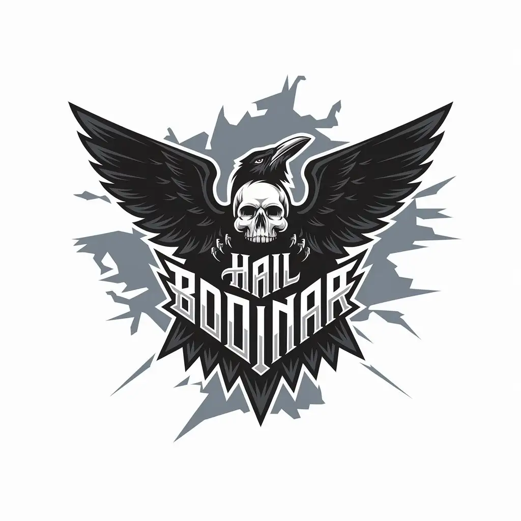 LOGO Design for HAIL BODNAR Vintage Dark Emo Metalrock Theme with Raven and Skull Elements