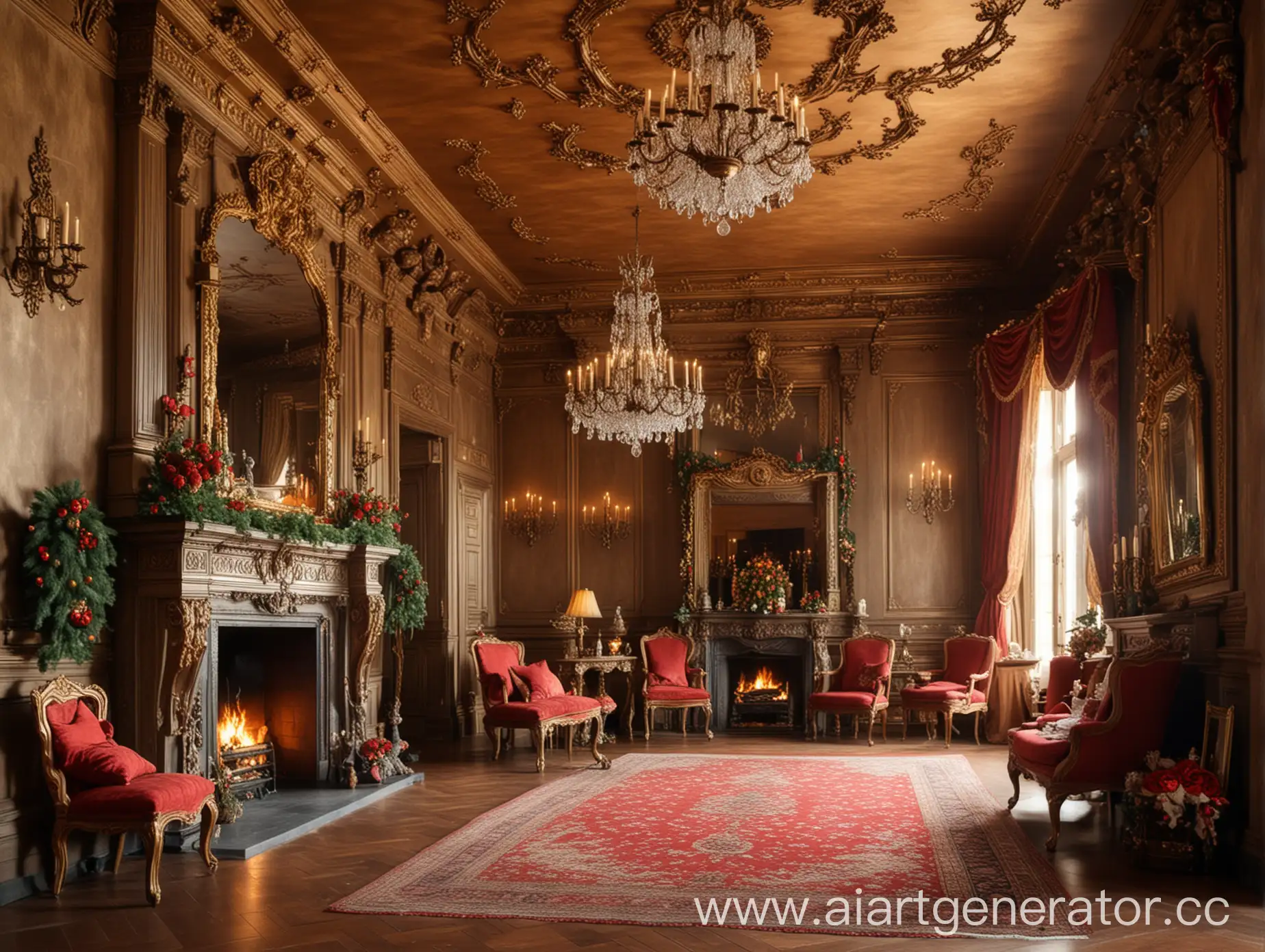 Opulent-Royal-Hall-Decorated-for-the-Holidays