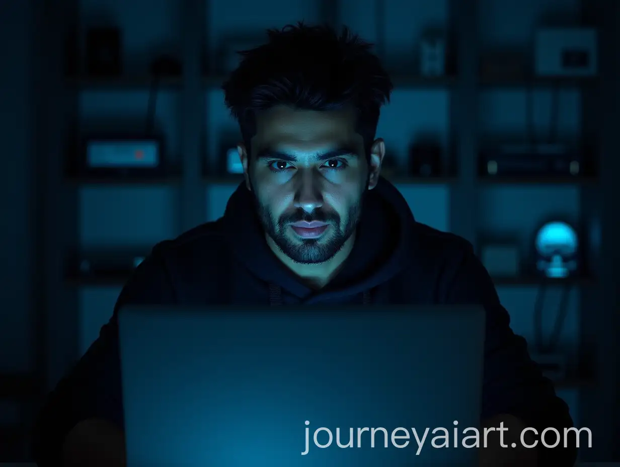 MeAI-Image-Prompt-Expansionhran-Rajabi-Focused-on-Programming-in-a-Dark-Room-with-Tech-Gear