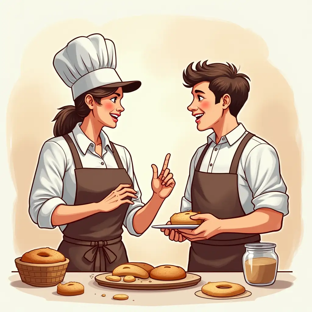 Bakery-Worker-Explaining-Ingredients-to-Customer-in-2D-Color-Illustration