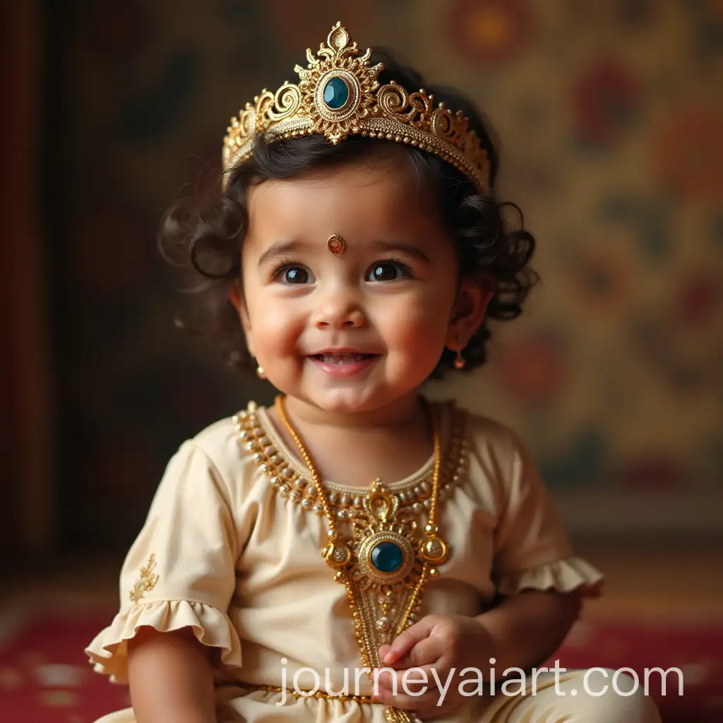 SixMonthOld-Turkish-Baby-Girl-in-Indian-Princess-Outfit-Smiling-at-King-Art