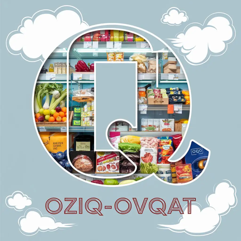 a vector logo design,with the text "OZIQ-OVQAT", main symbol:Online food products internet shop,complex,clear background