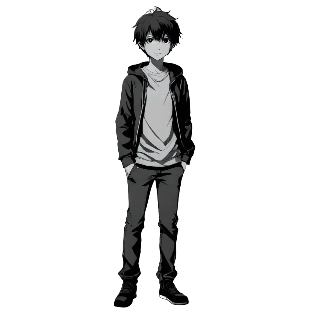 Anime-Boy-Black-and-White-PNG-Captivating-Visuals-with-Timeless-Appeal