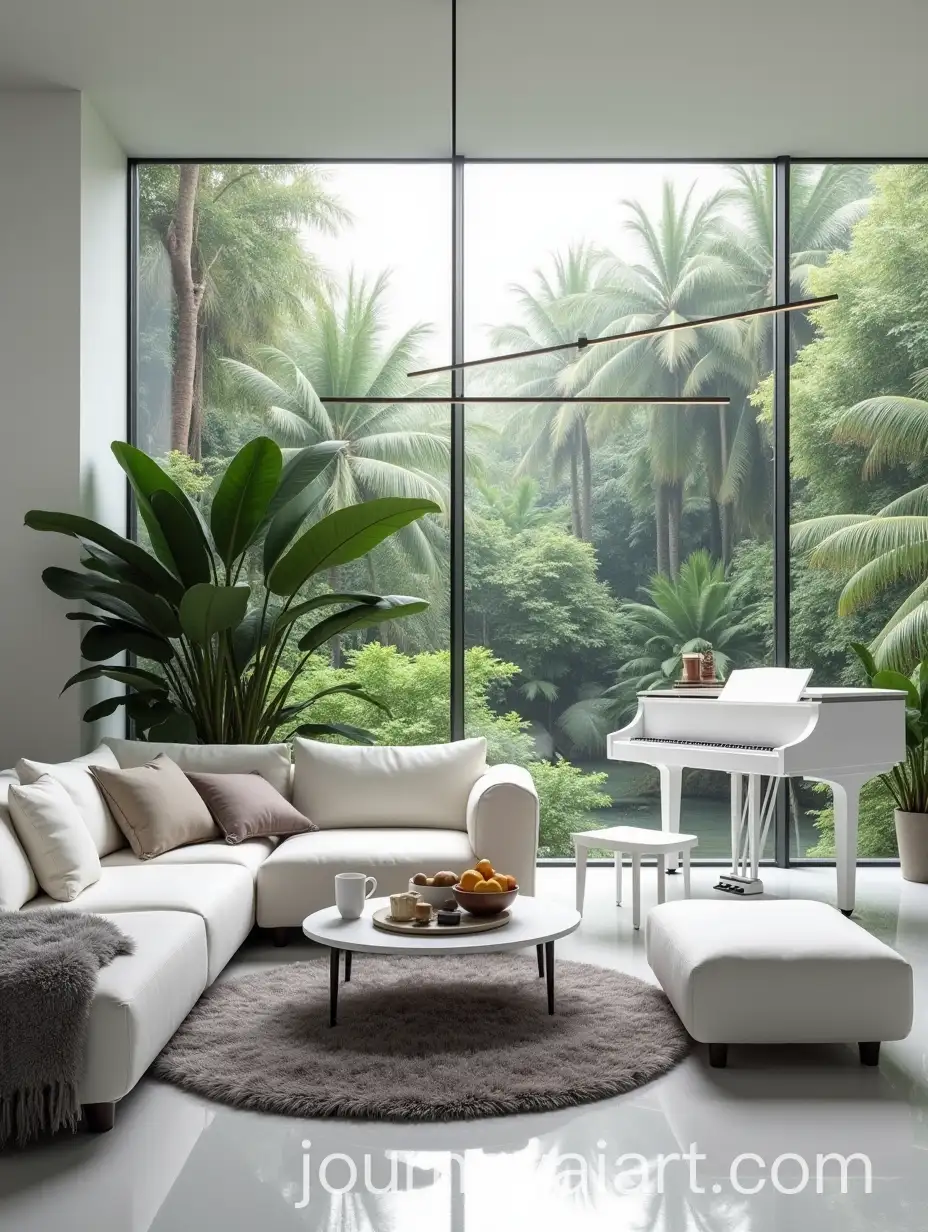 Modern-White-Living-Room-with-Tropical-Forest-View-and-Elegant-Decor