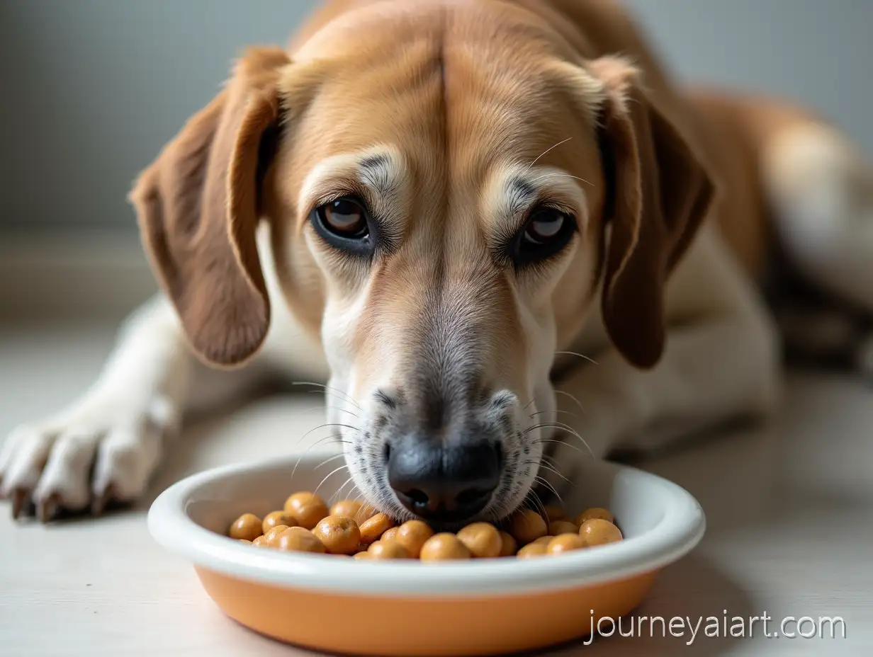 Gentle-Senior-Dog-Enjoying-Soft-Natural-Meal-from-a-Shallow-Dish