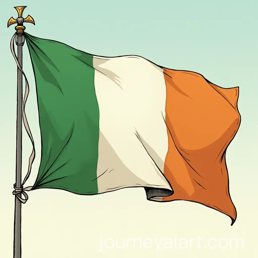 Waving-Irish-Flag-from-the-1700s-in-Belgian-Comic-Style