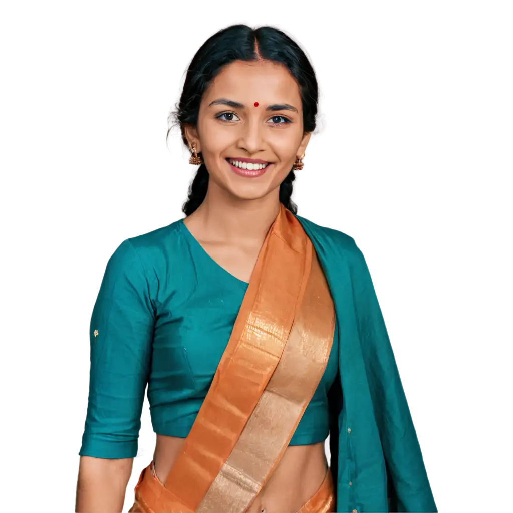 Charming-Indian-Village-Woman-in-Sari-PNG-Image-for-Cultural-Representation