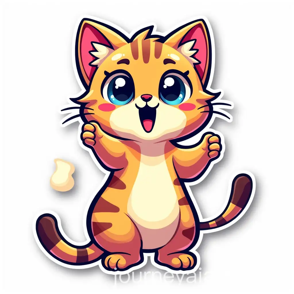 Exhilarated-Mofusand-Cat-Sticker-in-Electric-Colors-with-Contour-Detail