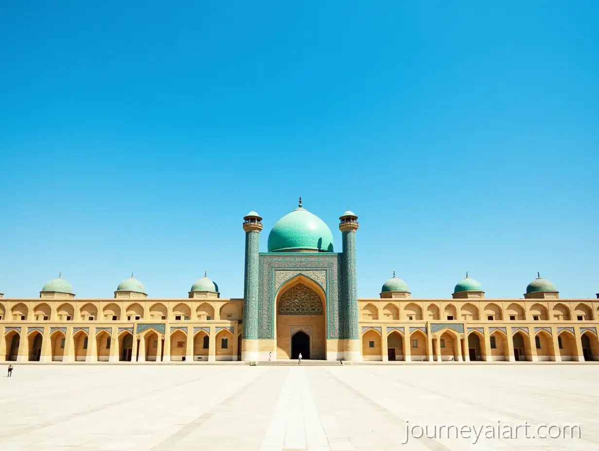Grand-PersianIslamic-Mosque-with-Turquoise-Dome-and-Minarets-in-Stone-Courtyard