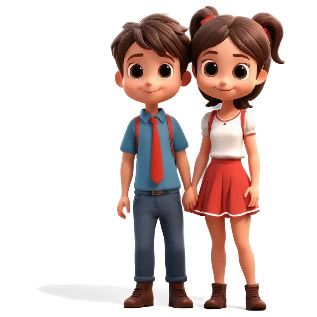 Cute girl and boy cartoon