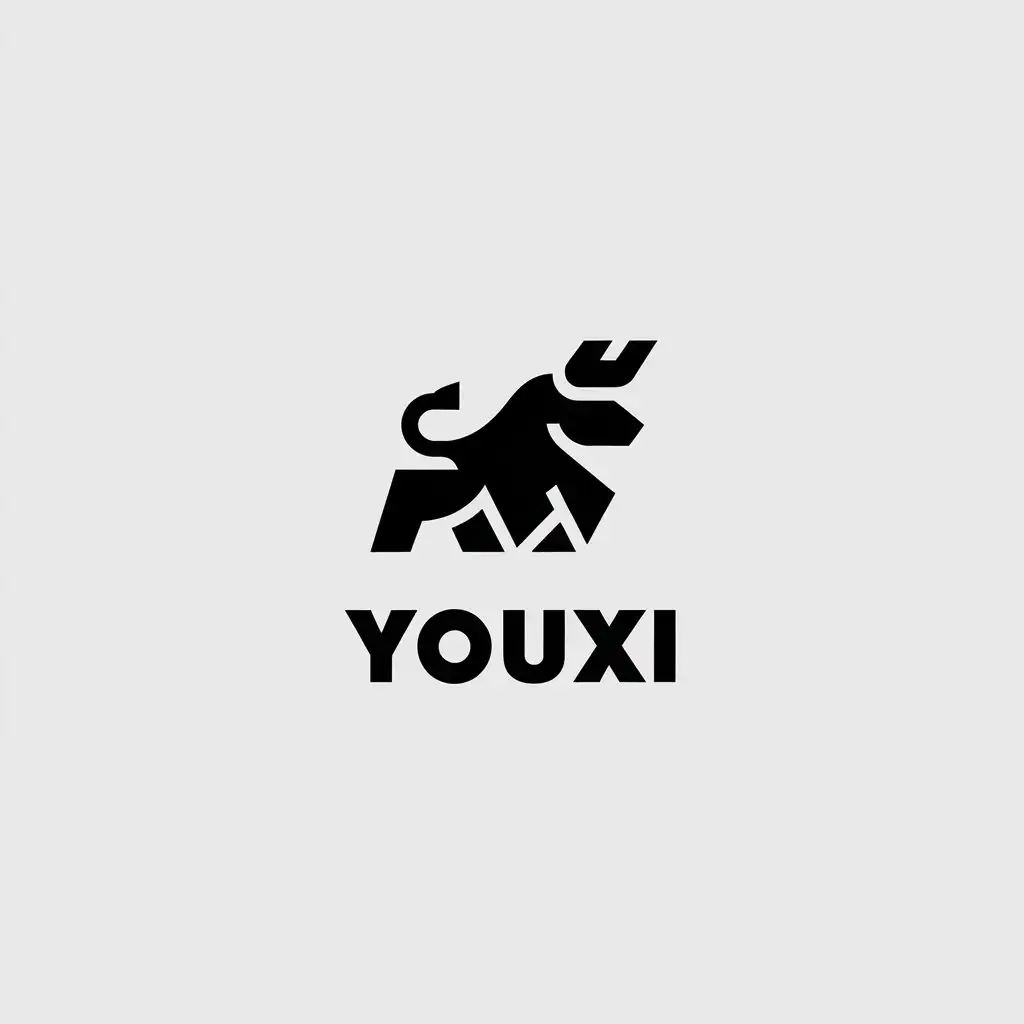 LOGO Design for Youxi Minimalistic Bull Symbol with Clear Background