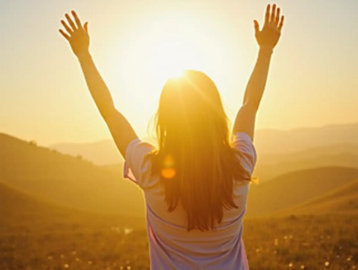 Woman-Embracing-the-Sun-with-Raised-Arms-at-Sunrise