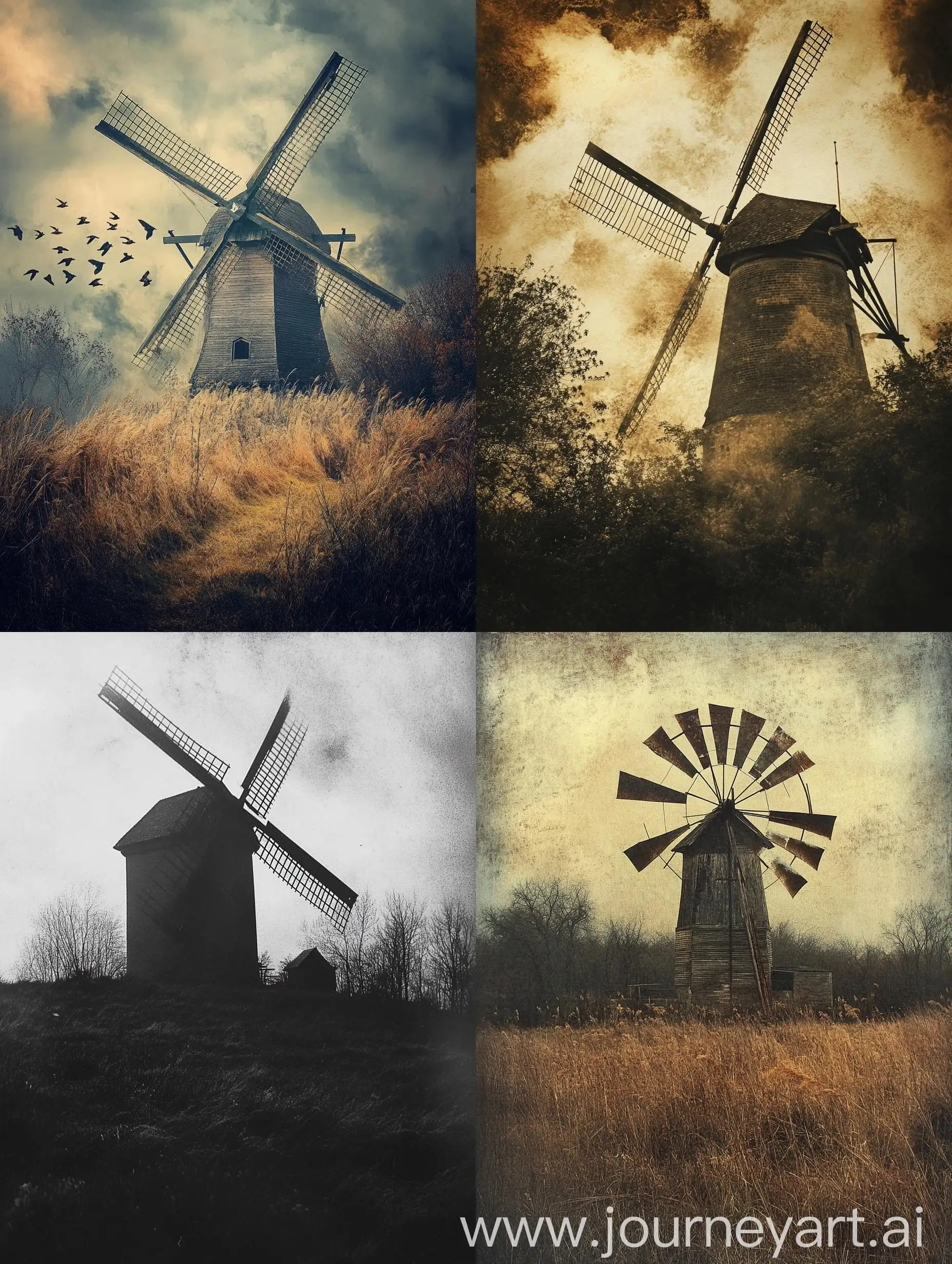 Atmospheric-Old-Windmill-in-1930s-Style-Photo