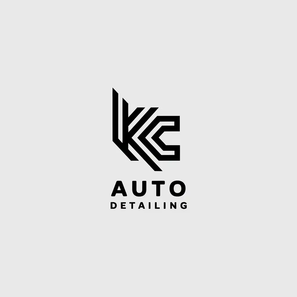 LOGO Design for AUTO DETAILING Minimalistic KC Symbol for Automotive Industry with Clear Background