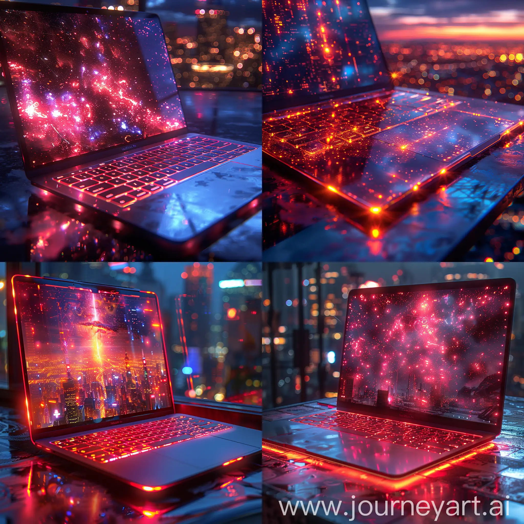 Futuristic-Laptop-Glowing-with-Neon-Lights-on-Reflective-Surface