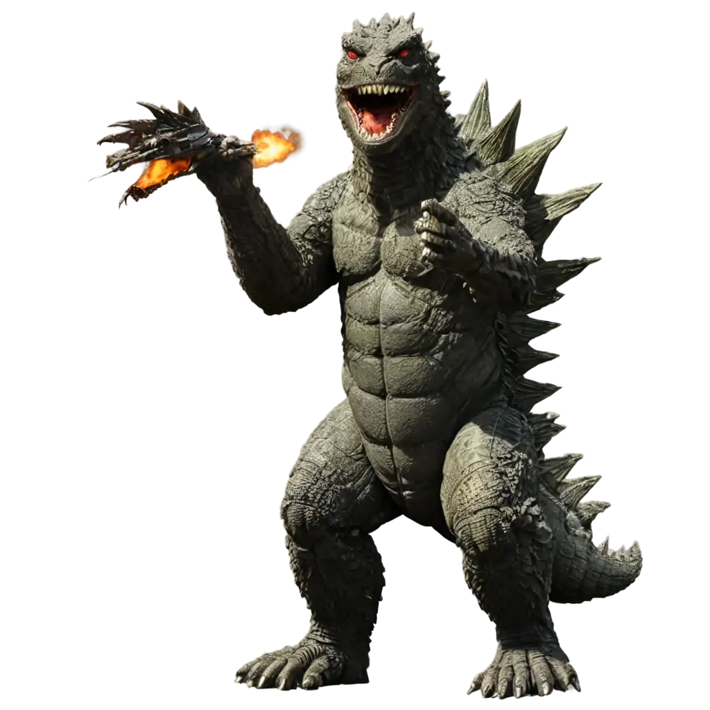 PNG-Image-of-Awesome-Godzilla-Fight-with-Mad-Kids-Guns-and-Explosions-for-HighImpact-Visuals