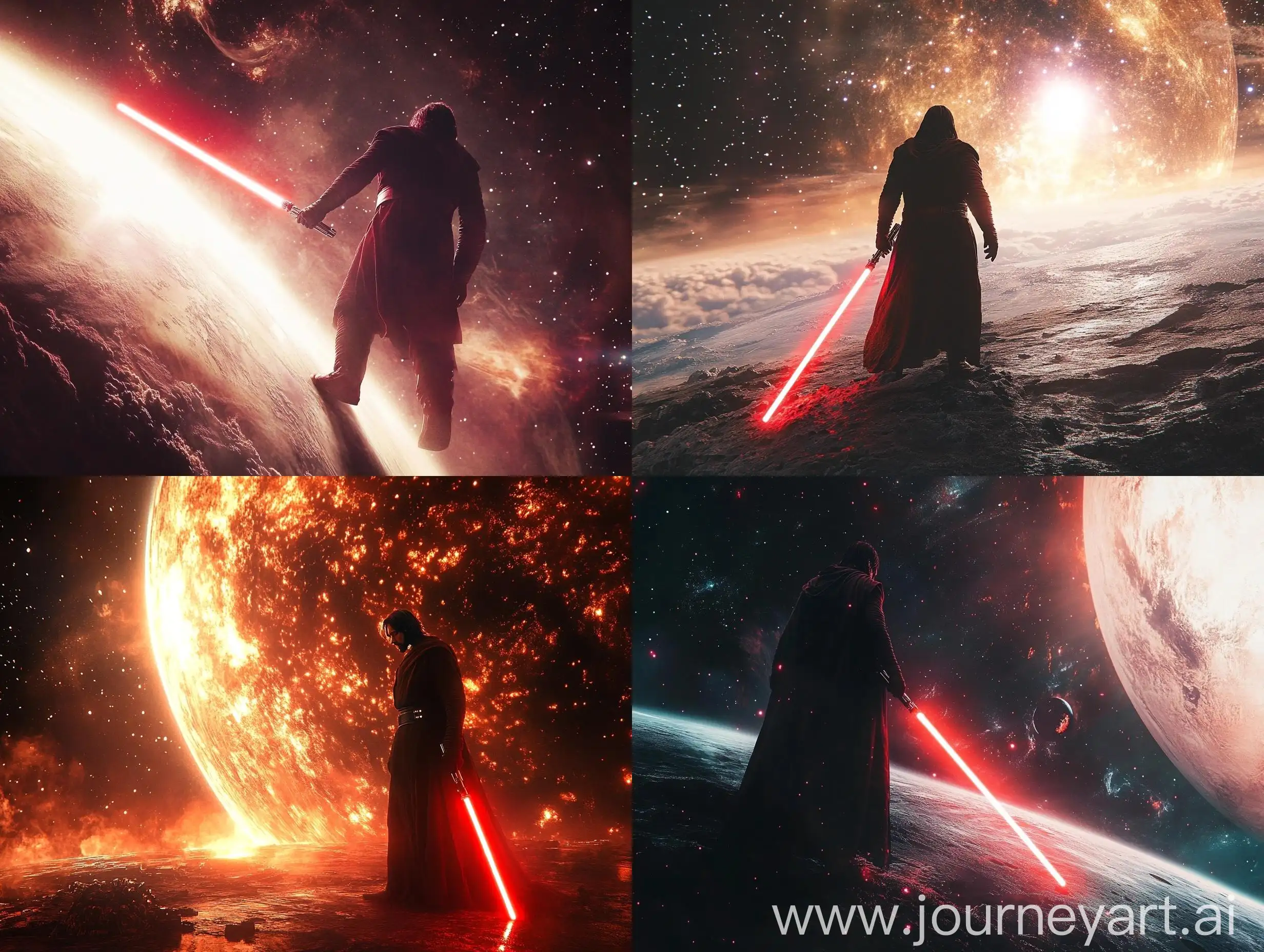 Star-Wars-Fallen-Jedi-with-Red-Lightsaber-on-Space-Planet