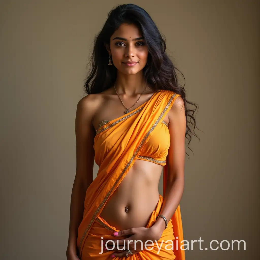 Beautiful-Girl-in-Saree-with-Visible-Navel