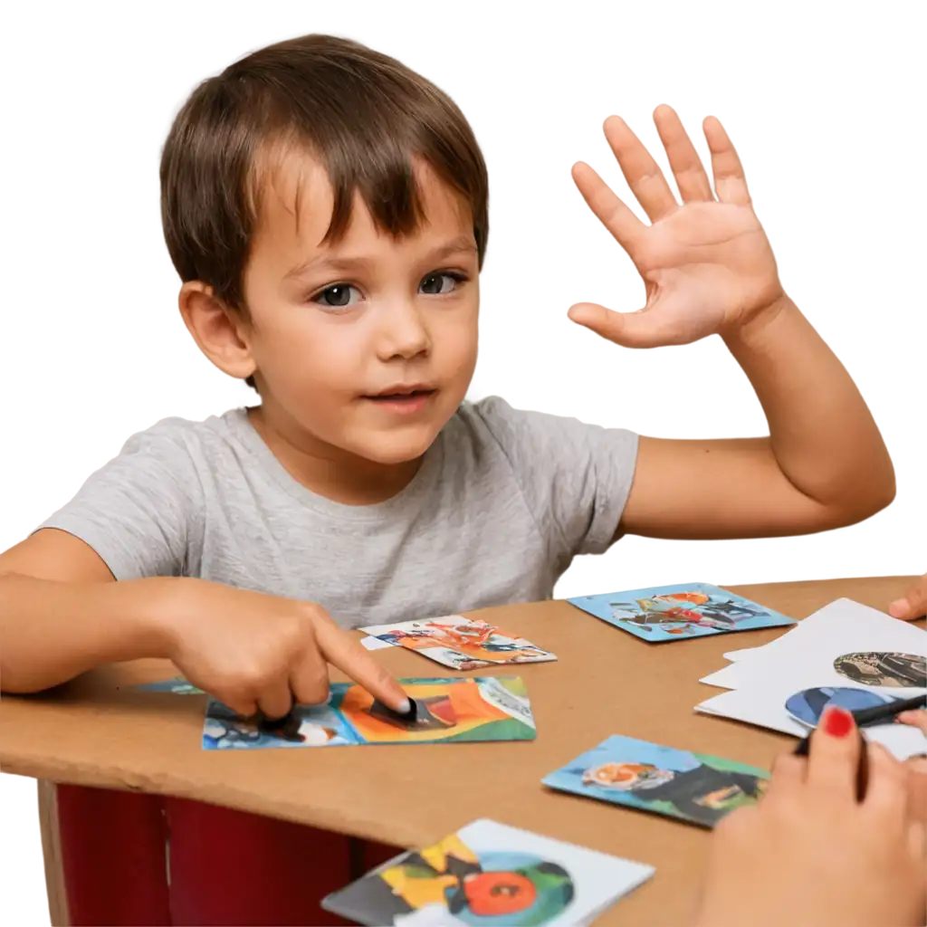 A 3 year old cute looking kid with 5 fingers in each hand cutting pictures from a small paper with scissors
