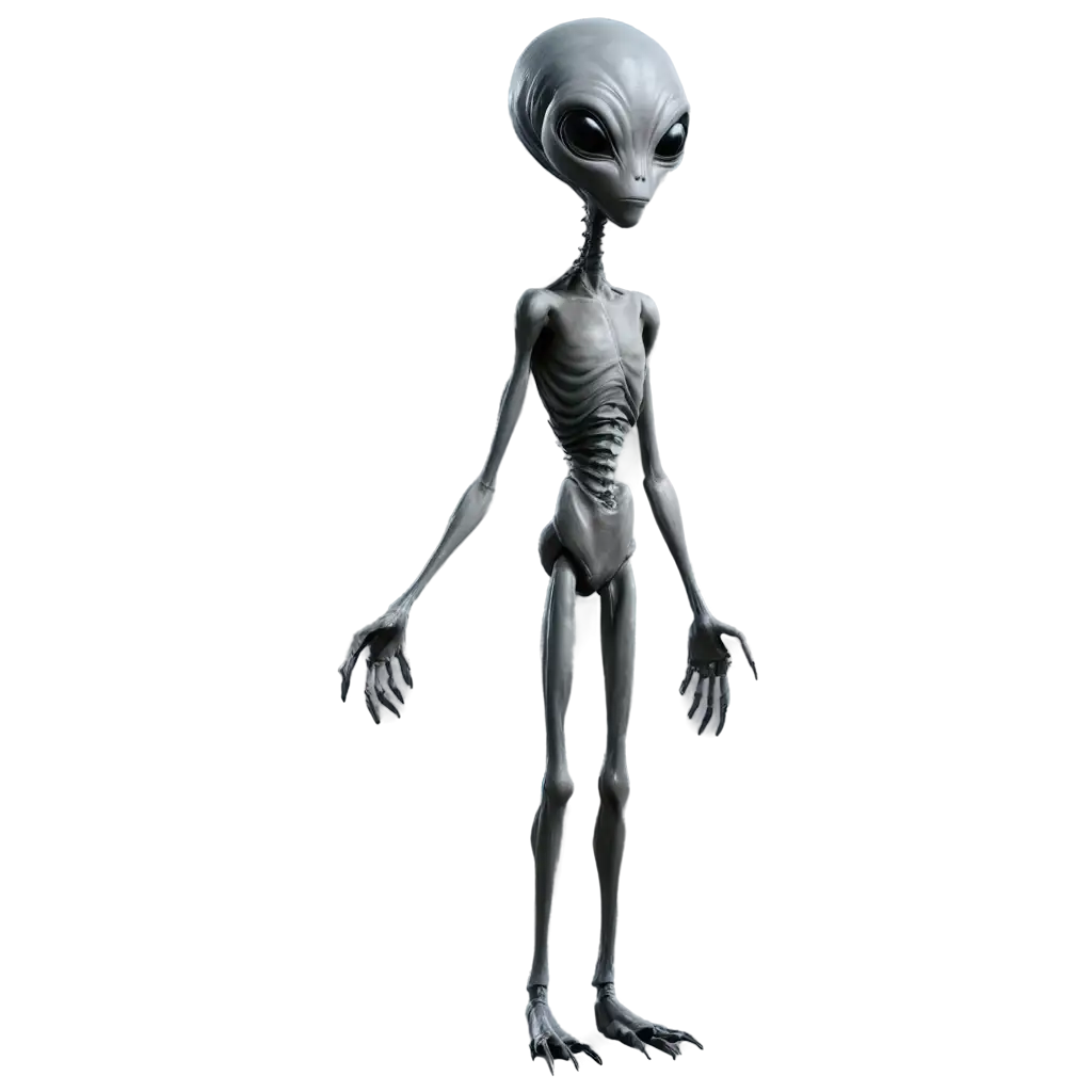 FullBody-Grey-Alien-PNG-with-Eerie-Posture-HighQuality-Image-for-Digital-Art-and-Design