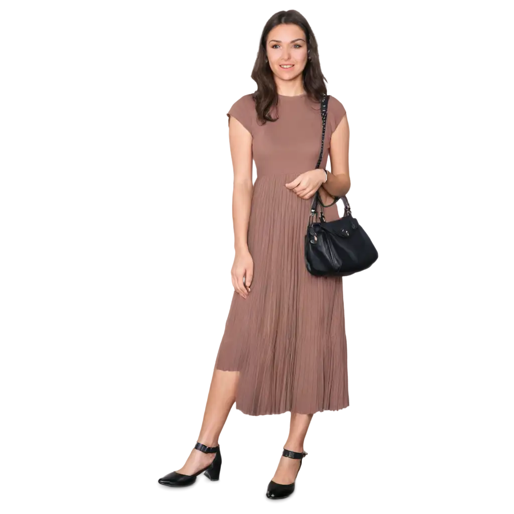 Stylish-Mum-in-Midi-Dress-PNG-Image-for-Versatile-Use