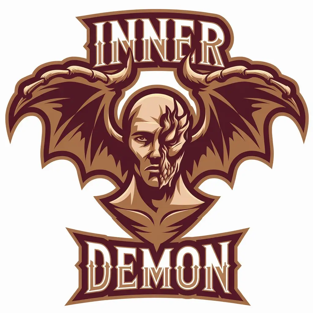 LOGO Design for Inner Demon Past Human Demon Symbolism with Clear Background