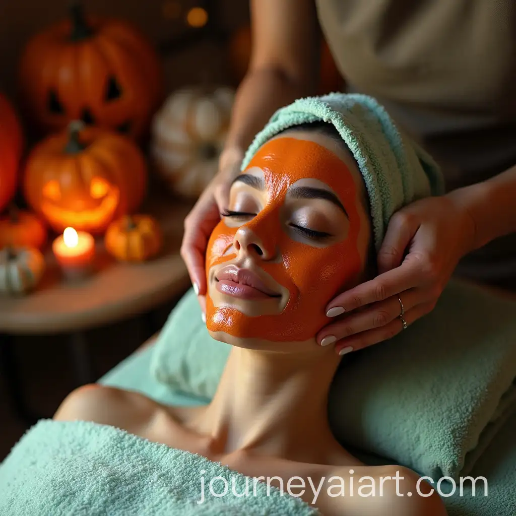 Woman-Enjoying-a-HalloweenThemed-Facial-at-a-Spa