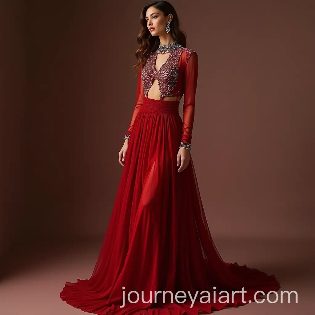 Elegant-Red-Velvet-Maxi-Dress-with-Diamonds-and-CutOut-Design
