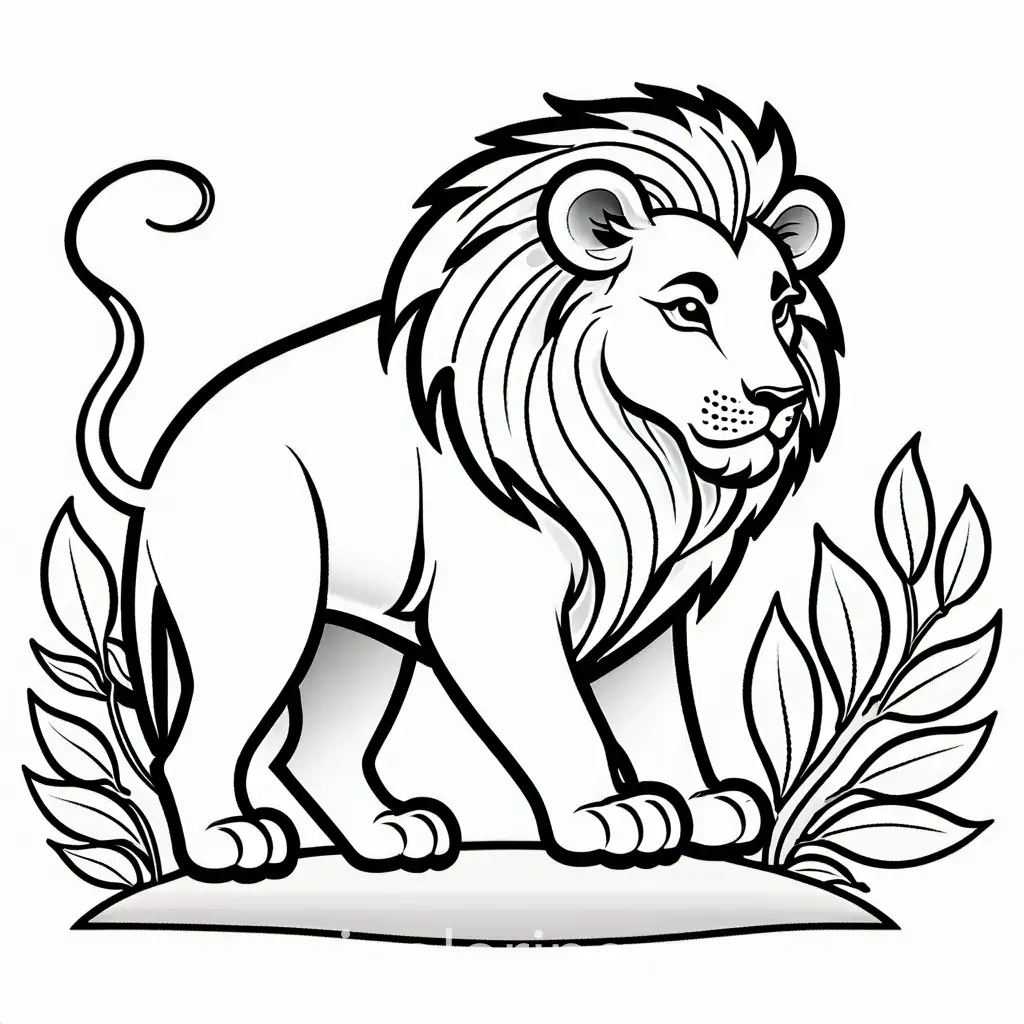 Fierce-Lion-Staring-Down-at-a-Mouse-Coloring-Page