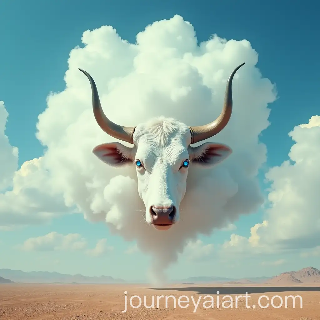 Surrealist-Cloud-Bull-Head-Floating-Over-Desert-Landscape