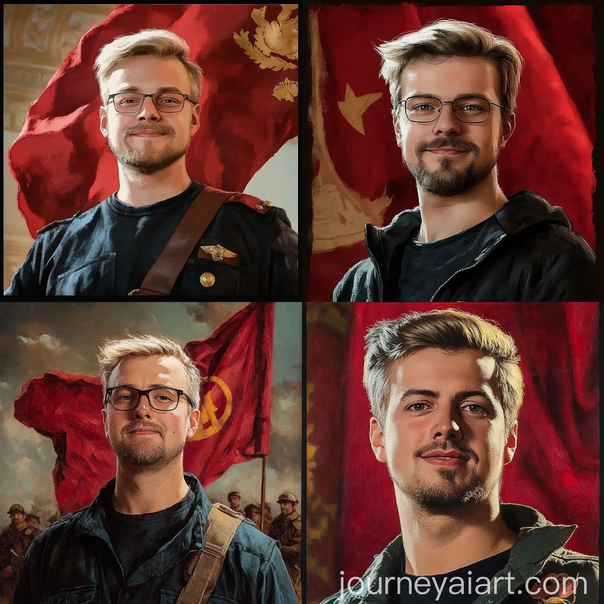 Communist-Comrade-with-Red-Banner-in-Urban-Setting