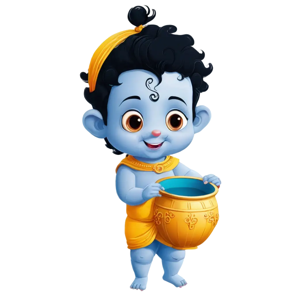 Cute Kanha for Krishna Janmashtami who is breaking the pot with his flute