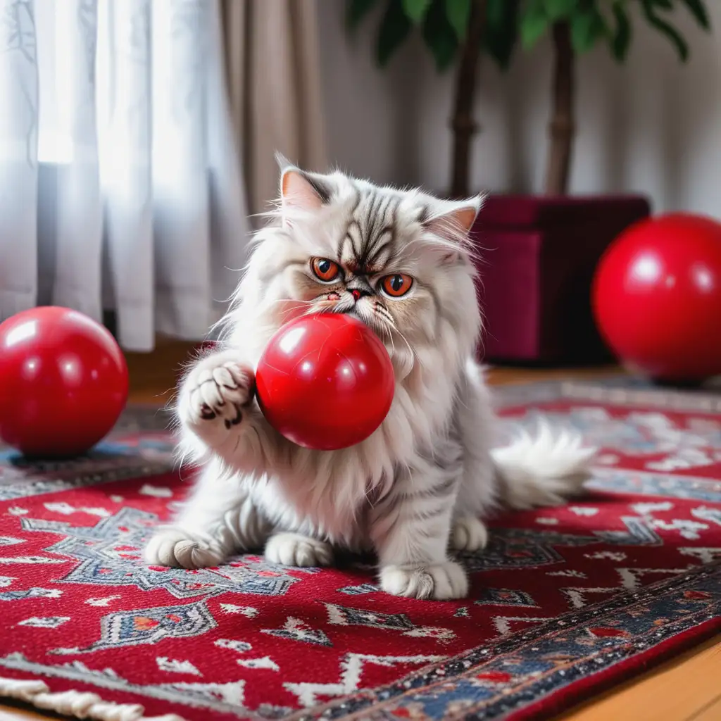 2YearOld-Child-Playing-with-Persian-Cat-and-Red-Ball-on-Carpet