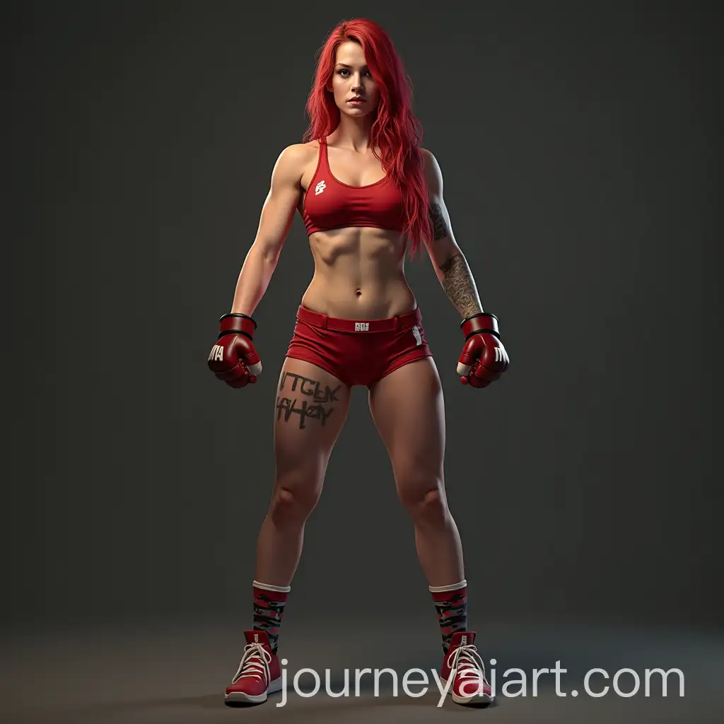 Full-Body-Front-Facing-RenderAI-Art-Prompt-Expansion-of-Hayley-Williams-as-an-MMA-Fighter