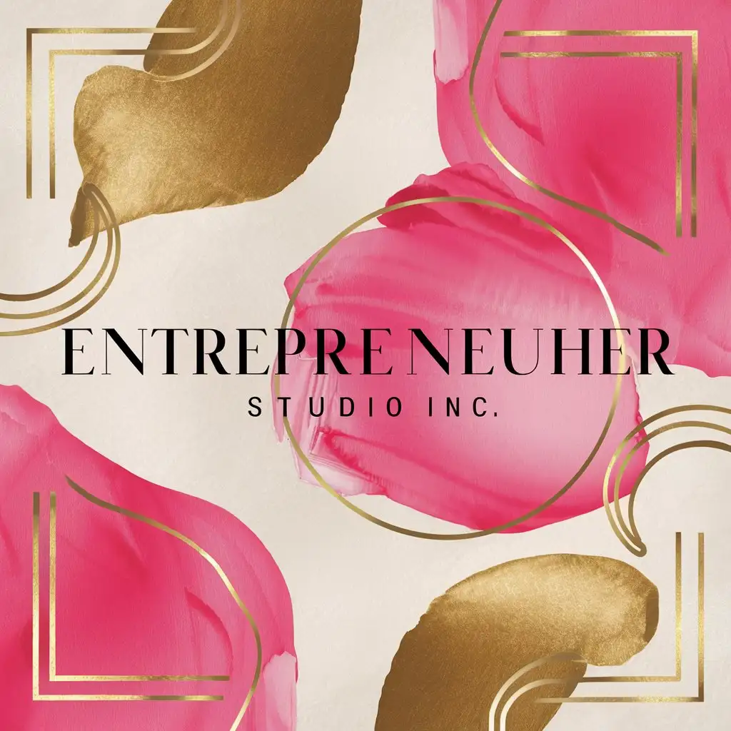 Abstract Watercolor Image in Barbie Pink and Gold with EntrepreneuHER Studio Inc