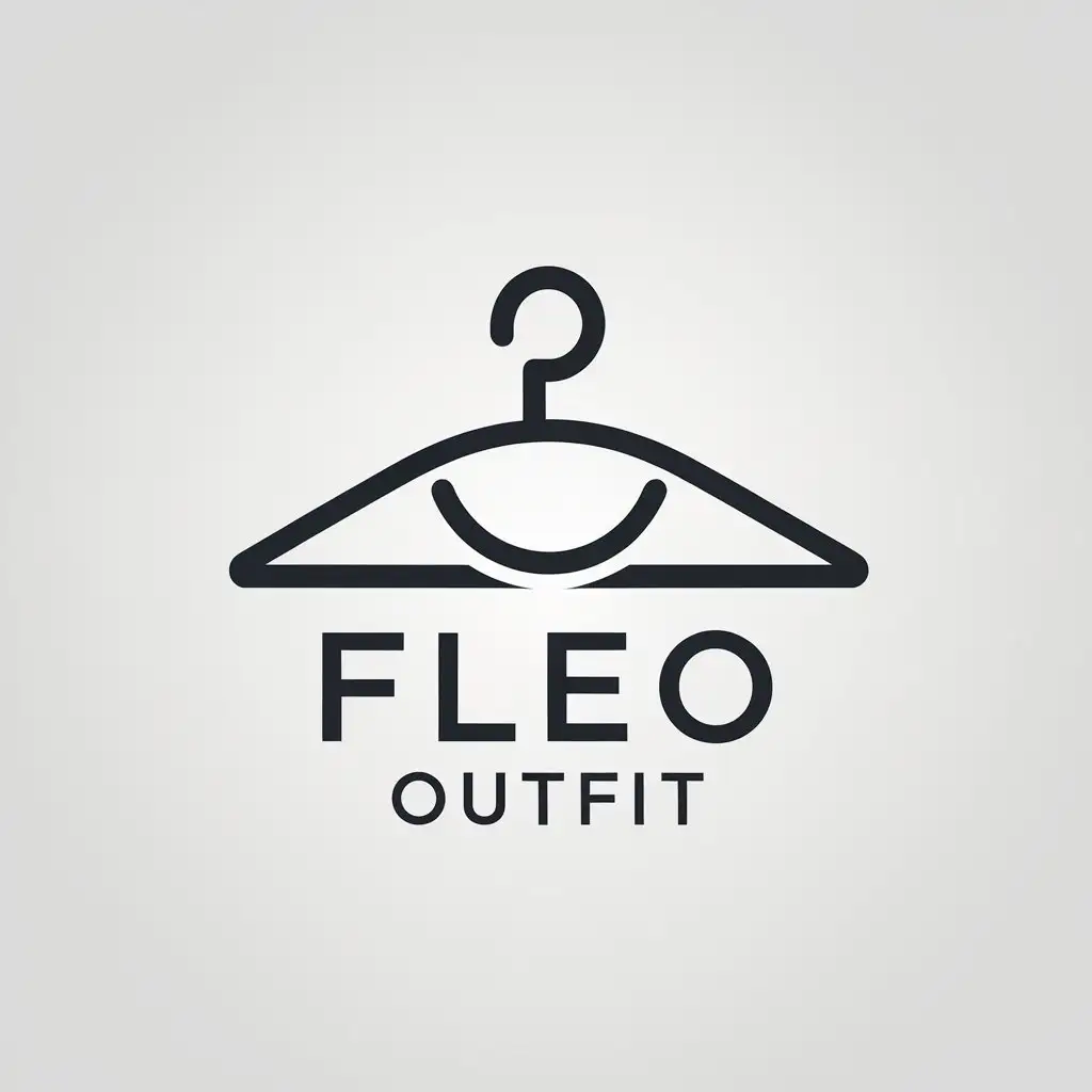 a vector logo design,with the text "Fleo outfit", main symbol:hanger,Minimalistic,be used in Clothing industry,clear background