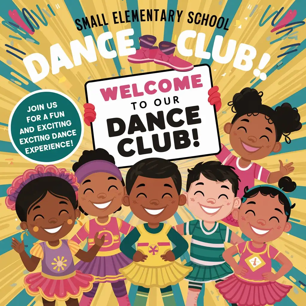 A4 size poster for an elementary school dance interest class enrollment