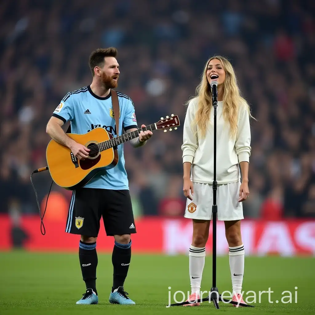 Lionel-Messi-and-Shakira-Performing-on-Manchester-United-Football-Field