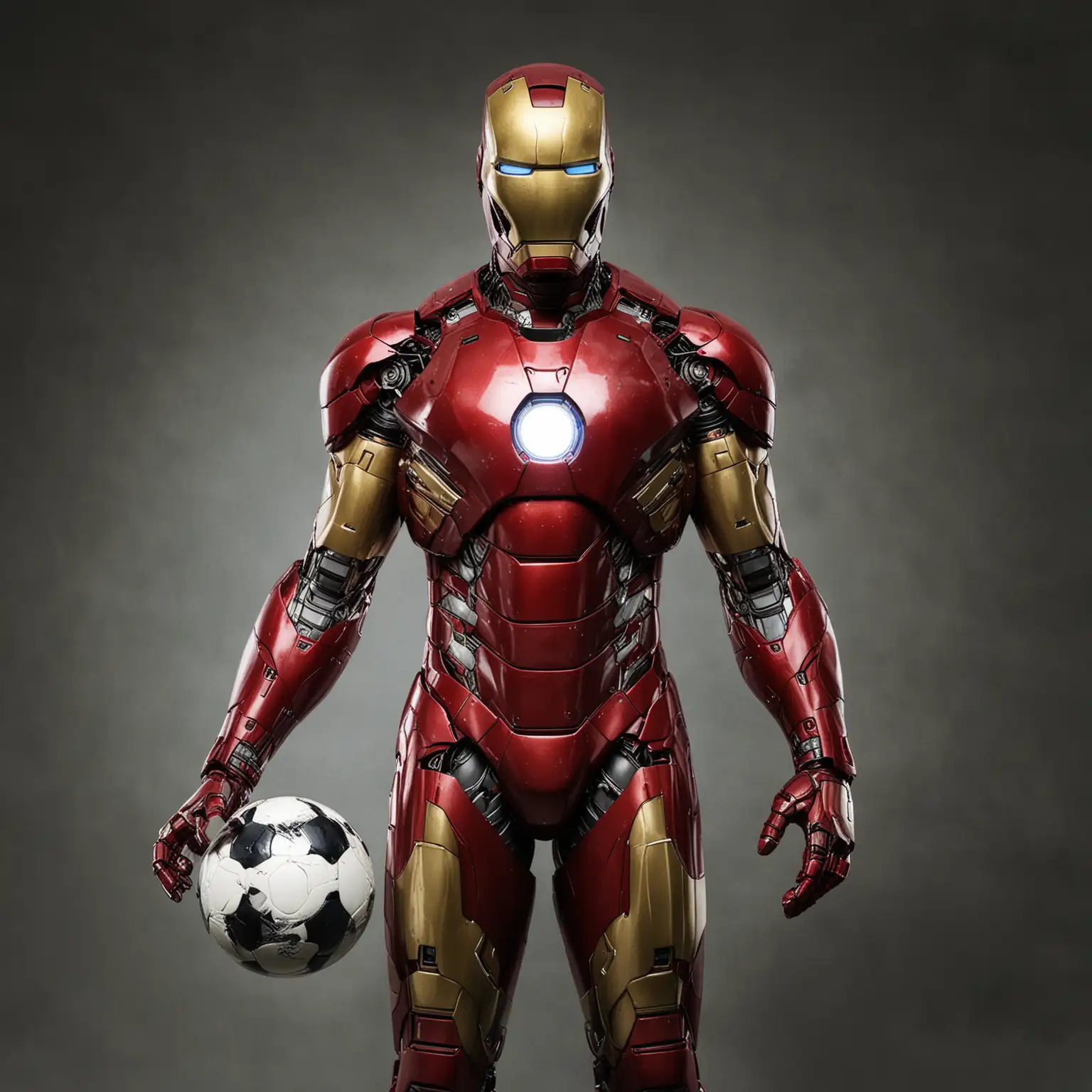 Dynamic Soccer Player Portrait in Iron Man Costume